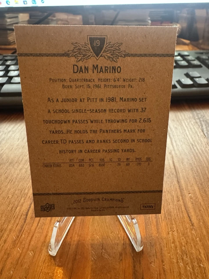 2012 Upper Deck Goodwin Champions - #19 Dan Marino - Image 2 of 4