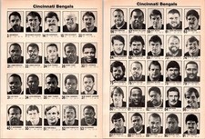 1985 ? Cincinnati Benglas Roster ? 2 pages of magazine cut out ? 1980s  EA-06