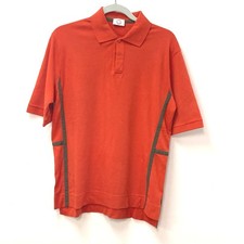 HERMES line Serie logo Collared short sleeve top Polo shirt cotton Orange