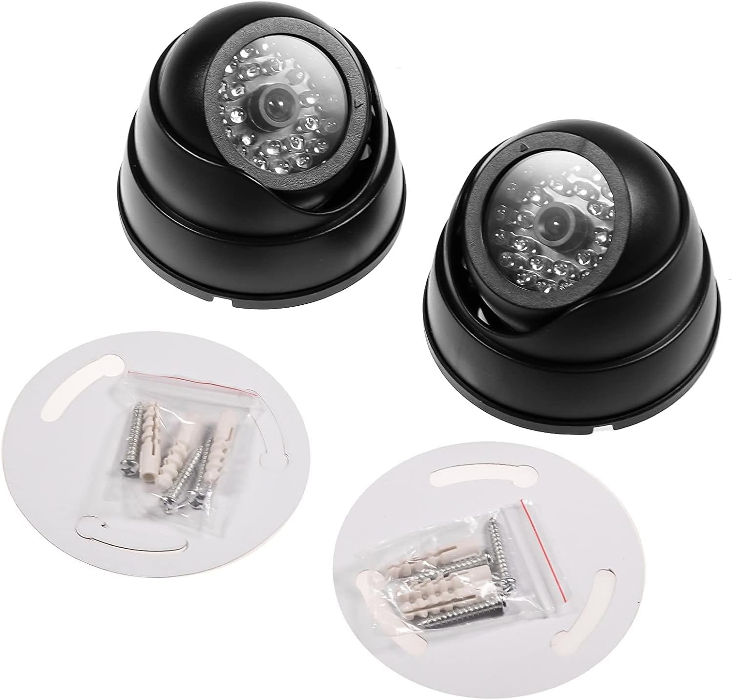 JZK 2x Dummy CCTV Fake Camera Dome Surveillance Security With LED Blinking Real