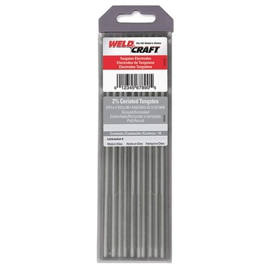 MILLER ELECTRIC WC040X7 WELDCRAFT Gray Tungsten Electrode,PK10 6LGU5