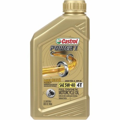 Castrol Power 1 Racing 4T Motorcycle Oil - 5W40 - 1qt. ATV/UTV Street Bike PWC