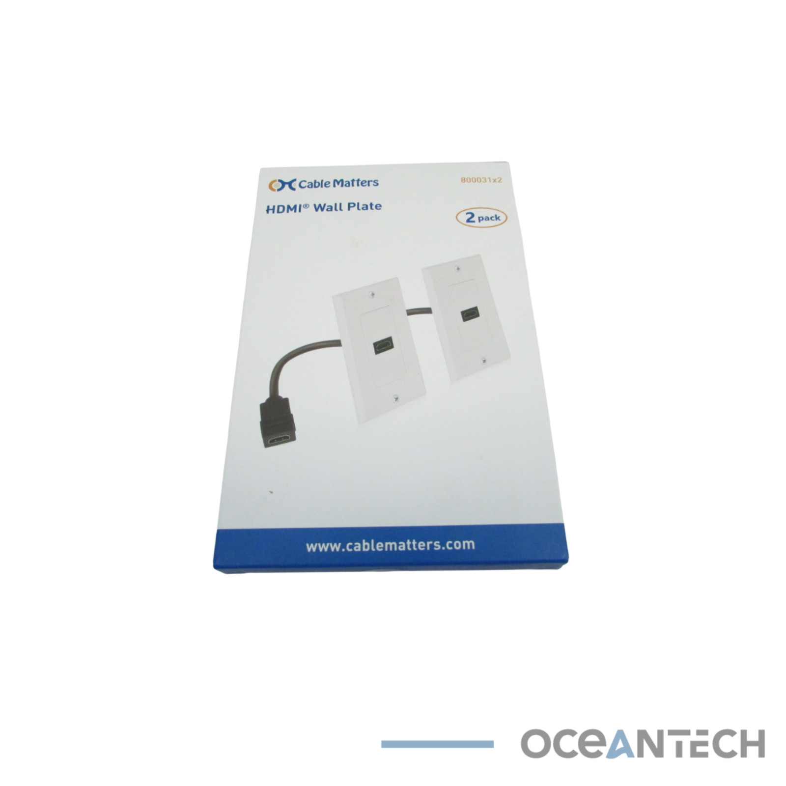 New Cable Matters 2-Pack 1-Port HDMI Wall Plate in White 800031x2