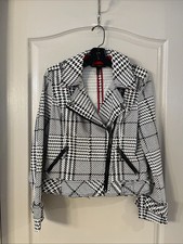 White House Black Market Black White Houndstooth Jacket Size 4