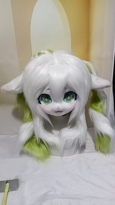 Fursuit Long haired Dog Fox Mascot Party Halloween Fur Cosplay(head)