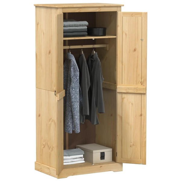Kleiderschrank Corona 76X50X170 Cm Massivholz Kiefer Vidaxl-image