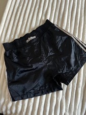 Vintage Adidas Shorts Black Spell Out Size M 90s Running Football Soccer