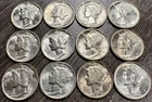 1936-1945 PDS GEM UNCIRCULATED Mercury Dime Collection 10C, 12 Coins Total