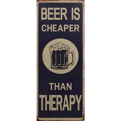 9932880 Retro Blechschild Vintage ''Beer Is Cheaper Than Therapy'' 20x50cm