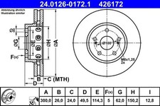 2x Bremsscheibe belüftet 24.0126-0172.1 ATE für SUZUKI KIZASHI