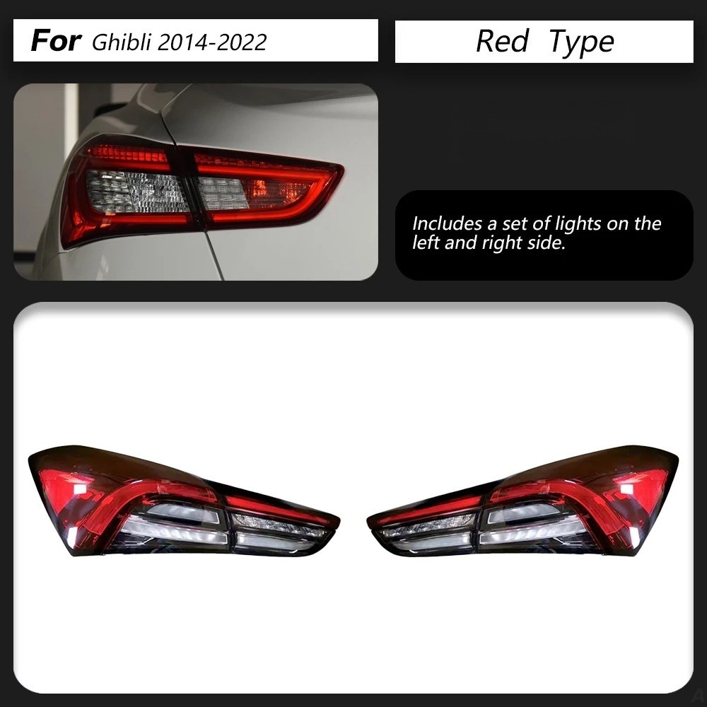 For Maserati Ghibli 2014-2022 Pair LED Rear Taillights Brake Light Reverse Light