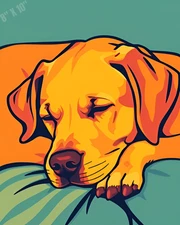 Labrador Retriever Sleeping Dreaming Bed Pop Art 8X10 Print