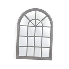 GDF Studio Sebastiane Traditional Arched Windowpane Mirror Gray Wash