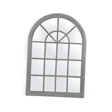 GDF Studio Sebastiane Traditional Arched Windowpane Mirror Gray Wash