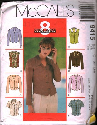 9415 Vintage McCalls SEWING Pattern Misses 1990s Easy Princess Seamed Top Shirt