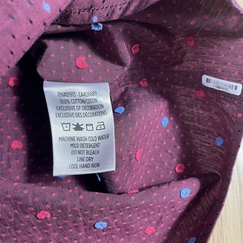Camisa Robert Graham Manga Larga Botón Para Hombre Mediana Roja Geométrica Bordada Usada en Excelente Condición - Imagen 8 de 13