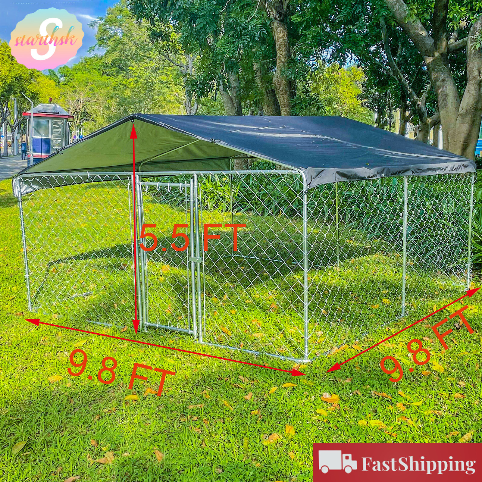 Outdoor Dog Kennel Cage Backyard Dog Playpen House Animal Run Crates Proof Cover eBay