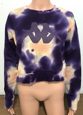 Kappa Sweater Shirt Womens Size M Long Sleeve Cream Purple Tie Dye Regular Fit
