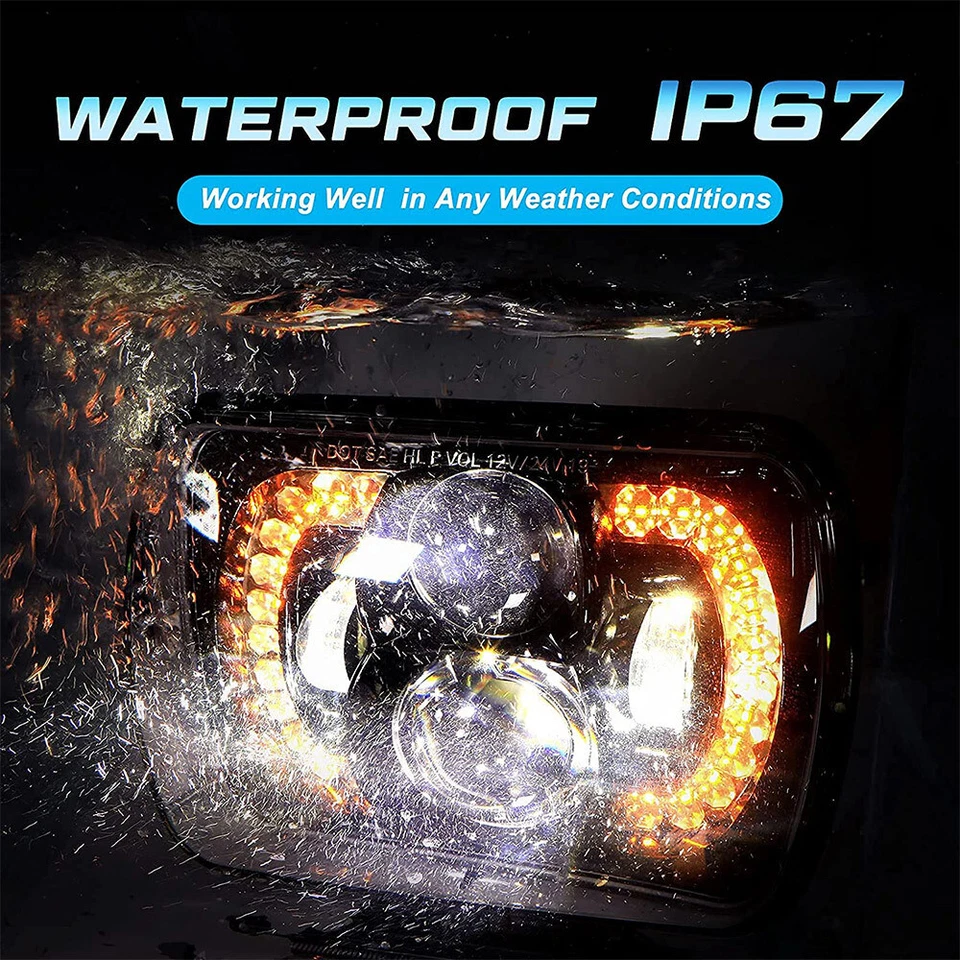 Par de faros LED halo DRL y señal de giro de 5x7" 7X6" pulgadas para Mazda RX-7 GLC B2200 Foto 3 de 4
