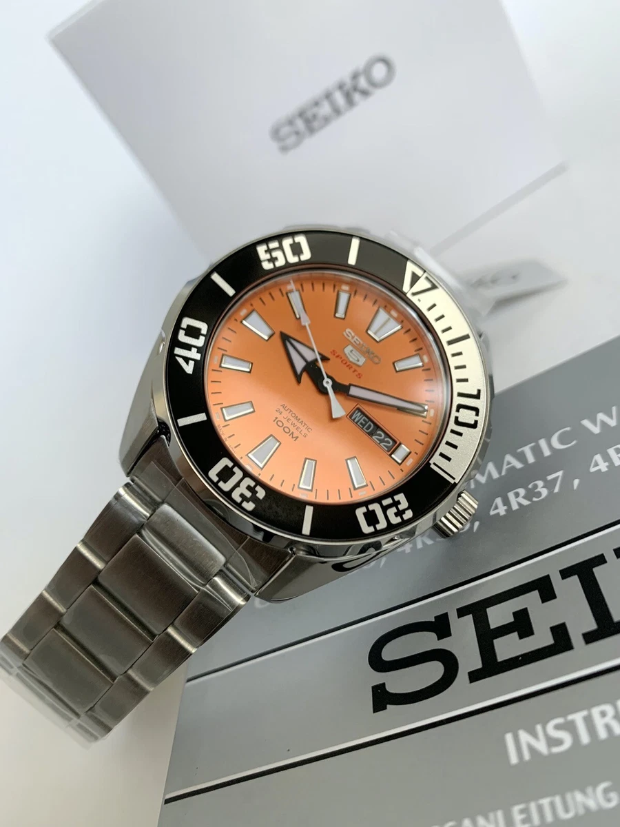 New Seiko SRPC55J1 Automatic Orange Day Date Dial Silver Steel