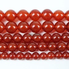 Natural Red Agate Gemstone Round Loose Beads 4mm 6mm 8mm 10mm 12mm 15.5'' Strand