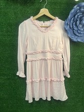 Franki Pink Ruffle Long Sleeve Dress Size 12 Brand New