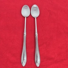 Oneida SHERATON Ice Tea Spoons Cube Mark Stainless Flatware 7 5/8" Set Of Two