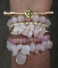 Fashion Jewerly 6 pcs Stack Beaded / Natural Stones Mix Bracelets set / Box