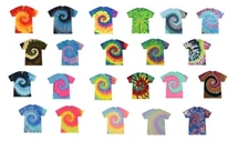 Multi-Color Tie Dye T-Shirts,  Kids & Adults Short Sleeve Cotton Colortone 