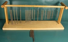 Vintage Mini 3” to 6” Percussion Chimes 26 Solid Brass Bars Tabletop Wood Tree