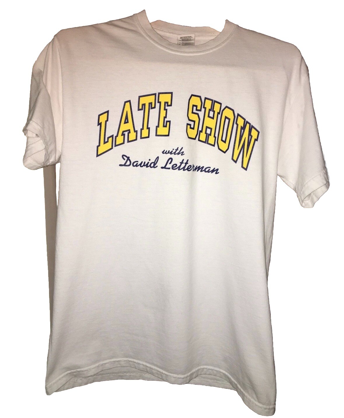 VTG 90s Late Show with David Letterman T-shirt Men M CBS White Short Sleeve USA