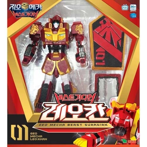 YOUNG TOYS GEO MECHA BEAST GUARDIAN 01 LEO KHAN RED LION TRANSFORMER ROBOT - Picture 1 of 5
