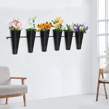 6 pcs Decorative Flower Display Stand with Buckets, Wall-mounted Flower Display