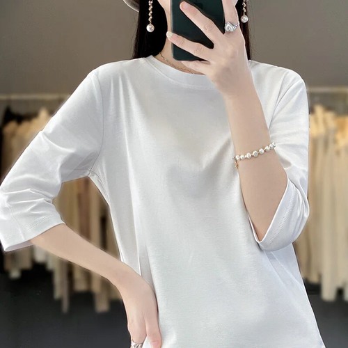 Women Blouse Fashion Clothes Wear Girl Casual Shirt Half Sleeve Simple Plain Top - Picture 5 of 15