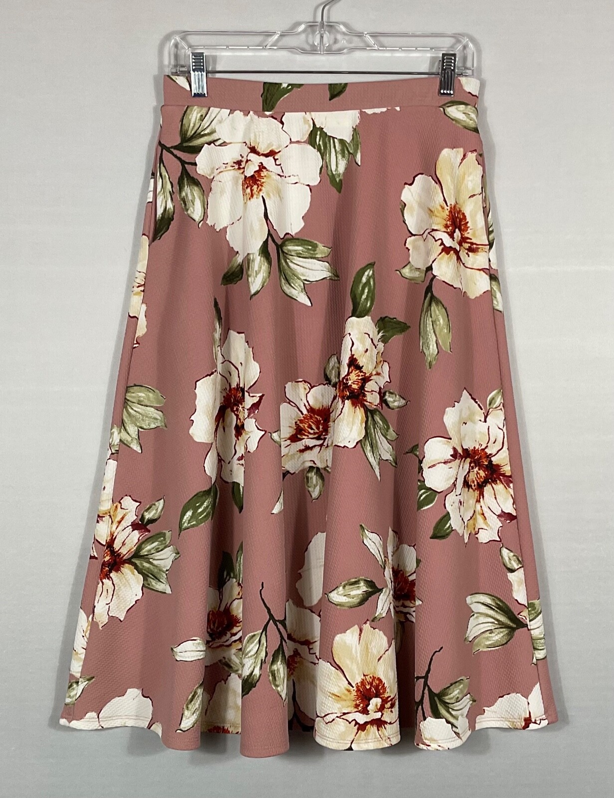 Le Lis Skirt Womens Small Pink Floral Midi Fit & Flare Elastic Waist Pull On