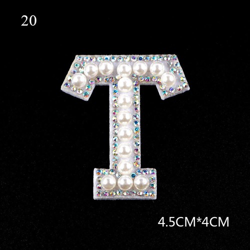 3D Beaded Pearl Alphabet Rhinestone English Letter Patches Iron Sew On Stickers - Picture 31 of 37