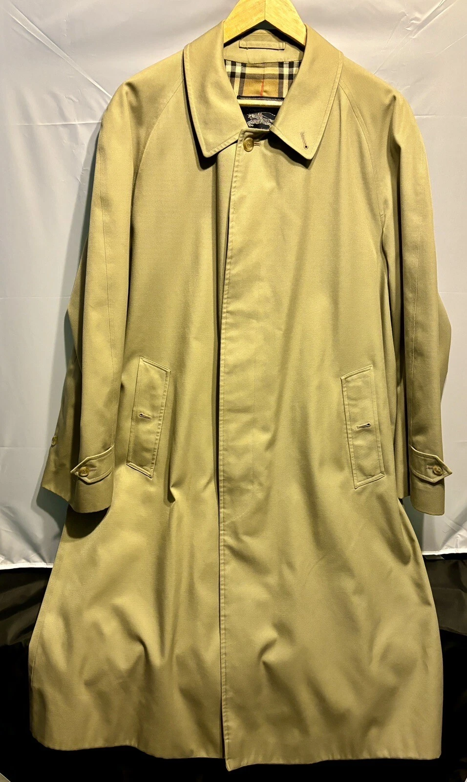 Cappotto lungo Burberrys vintage London Nova Check trincea taglia 50 C84C