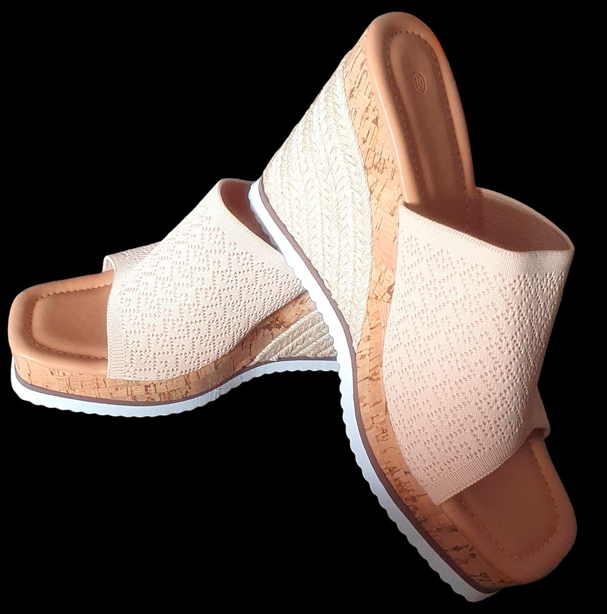 BNWOB/SHEIN/Ladies/Women's Apricot Wedge Slip On Sandals Size 10