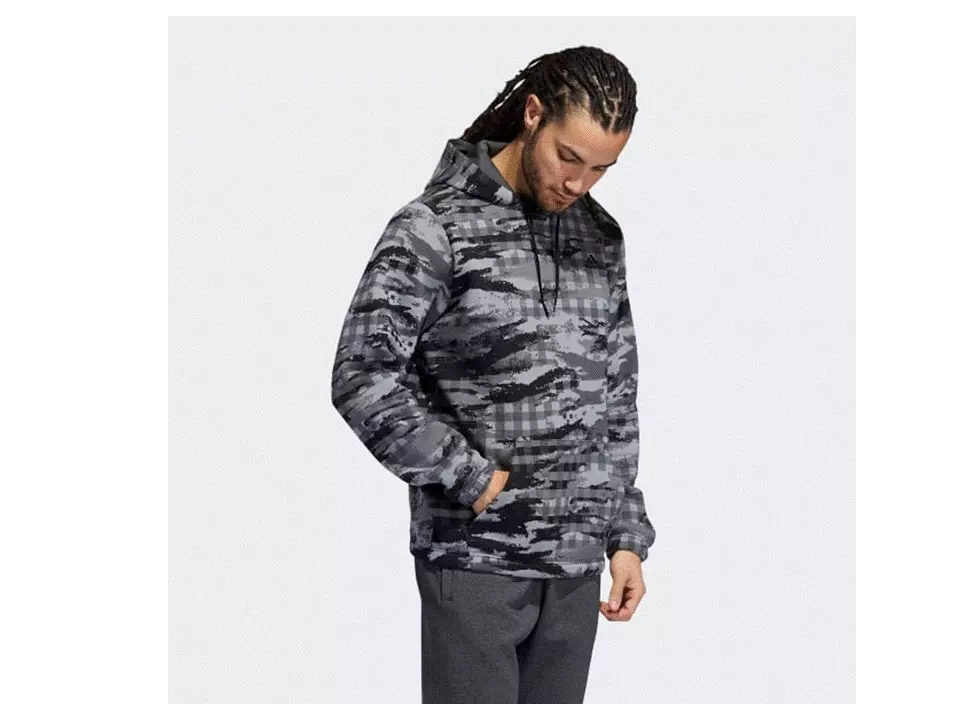 NWT MENS ADIDAS H59421 M PG PLAID REGULAR FIT HOODIE BLACK SWEATSHIRTS 55