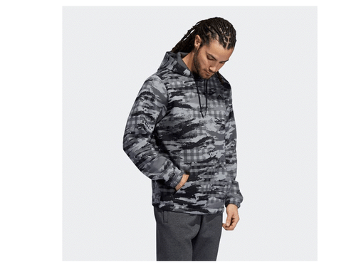 NWT MENS ADIDAS H59421 M PG PLAID REGULAR FIT  HOODIE BLACK SWEATSHIRTS $55 - Picture 1 of 5