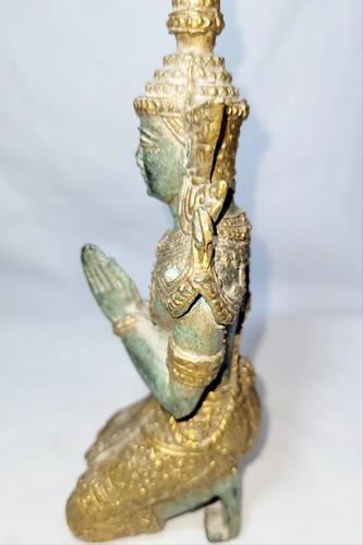 Antique 7"H Gilt Bronze Thai Teppanom Kneeling Añjali Mudrā Statue/Figure - Picture 8 of 20