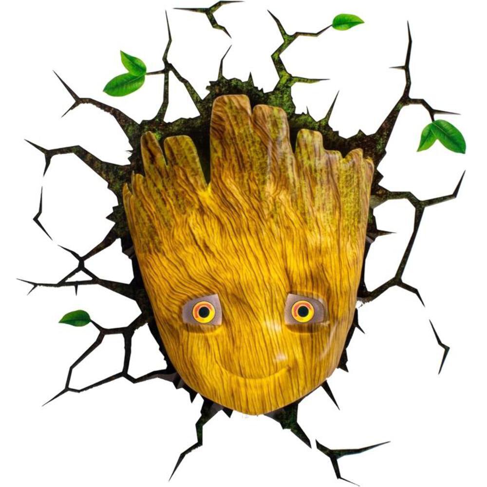 Applique LED 3D Baby Groot Marvel: Decorazione Parete con Effetto 3D