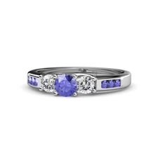 Tanzanite and Diamond 3 Stone Engagement Ring 0.77 ctw 14K Gold JP:165614