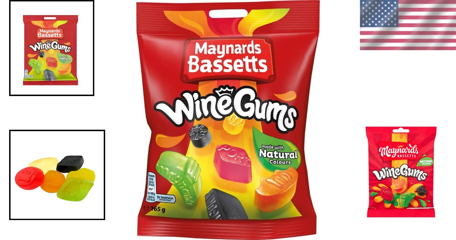 Sweet and Chewy Wine Gums - 165g Each, 12 Pack of Natural Fruit Gummies