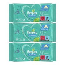 Pampers Fresh Clean Baby Wipes, 80 Wipes Pack of 3 