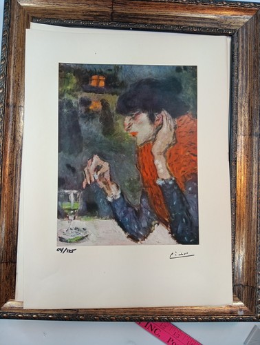 Pablo Picassos Vintage Druck, Der Absinthtrinker, signierter Handtipped Print 04