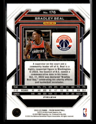 PSA10 Prizm RC Bradley Beal ウィザーズ NBA Bradley Beal 2022-23 Panini Prizm #176 Prizms Silver Washington