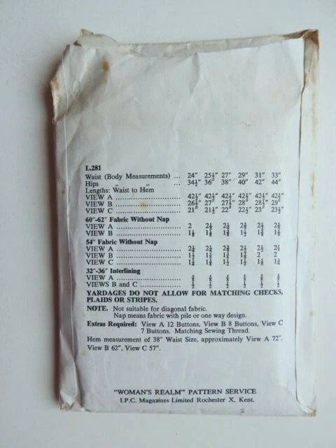 Woman's Realm L281 sewing pattern 3 Skirts with side buttons Waist 24 USED VG - Image 2 of 2