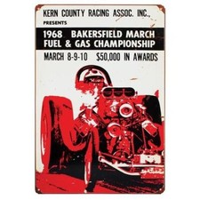 BAKERSFIELD 1968 DRAG RACES 17.5" Heavy Steel Made In USA Completely Awesome!!!