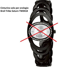 Cinturino Orologio Breil Tribe Saturn Ref. TW0418 Donna Nero Strass Deployante  